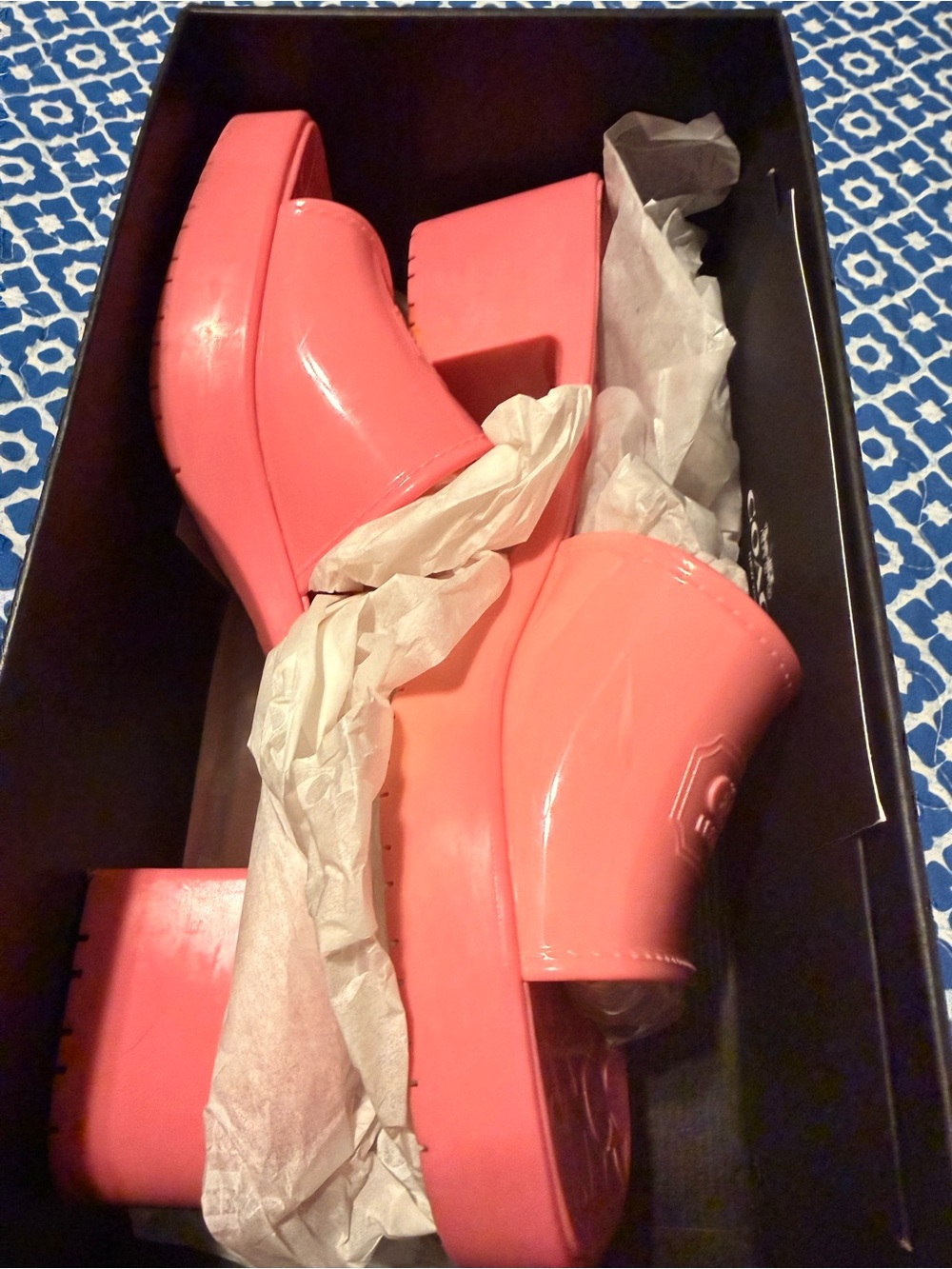 Coach Coral Pink Platform Clog Sandals